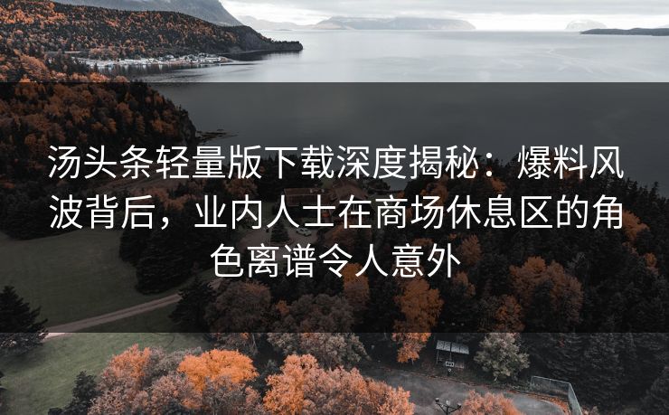 汤头条轻量版下载深度揭秘：爆料风波背后，业内人士在商场休息区的角色离谱令人意外